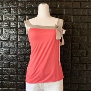 Stella McCartney Knit Sleeveless blouse with Coral gold bow S